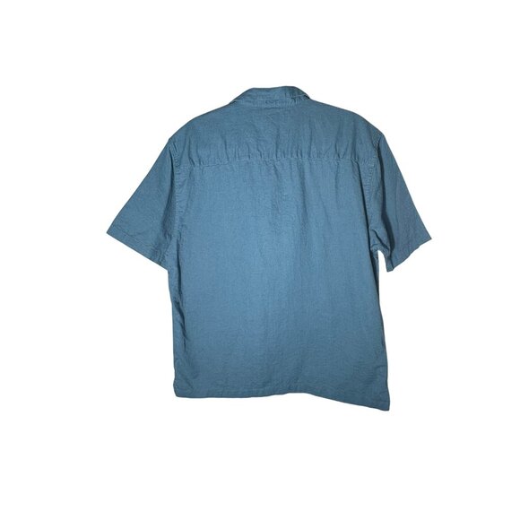 Cubavera Men's Size Large Blue Cotton Linen Blend Casual Button Up Shirt - Picture 2 of 4